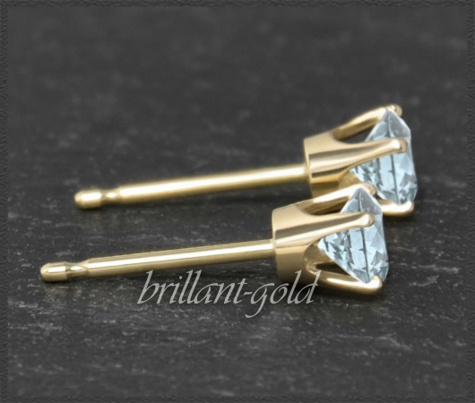 Ohrstecker 585 Gold Aquamarin hellblau 4,5,6,7mm